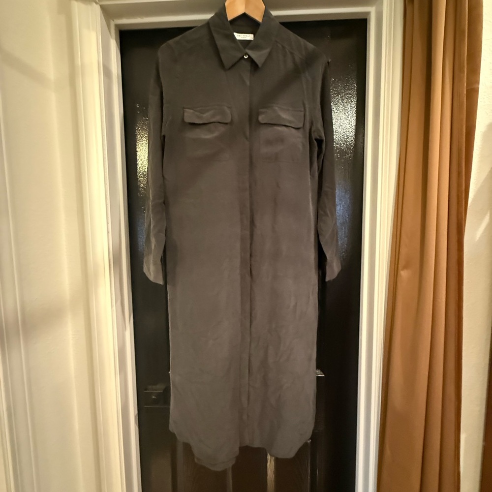 Equipment Black Silk Shirtdress